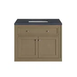 Chicago 36" Single Vanity, Walnut Whisper, w/ 3 CM Charcoal Soapstone Silestone® Top