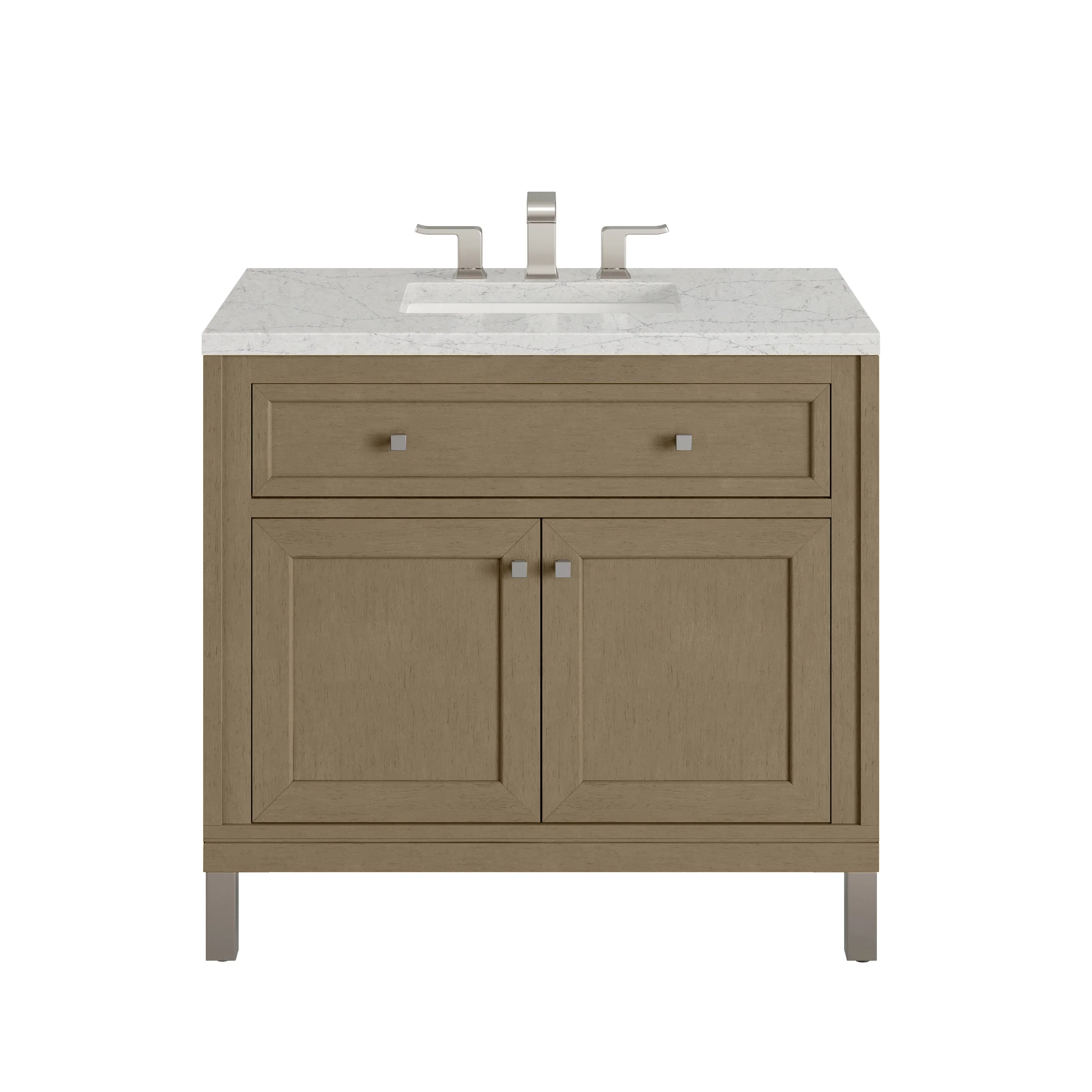 Chicago 36" Single Vanity, Walnut Whisper, w/ 3 CM Eternal Jasmine Pearl Silestone® Top