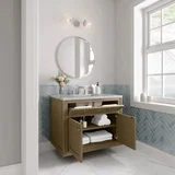 Chicago 36" Single Vanity, Walnut Whisper, w/ 3 CM Eternal Jasmine Pearl Silestone® Top