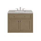Chicago 36" Single Vanity, Walnut Whisper, w/ 3 CM Eternal Jasmine Pearl Silestone® Top