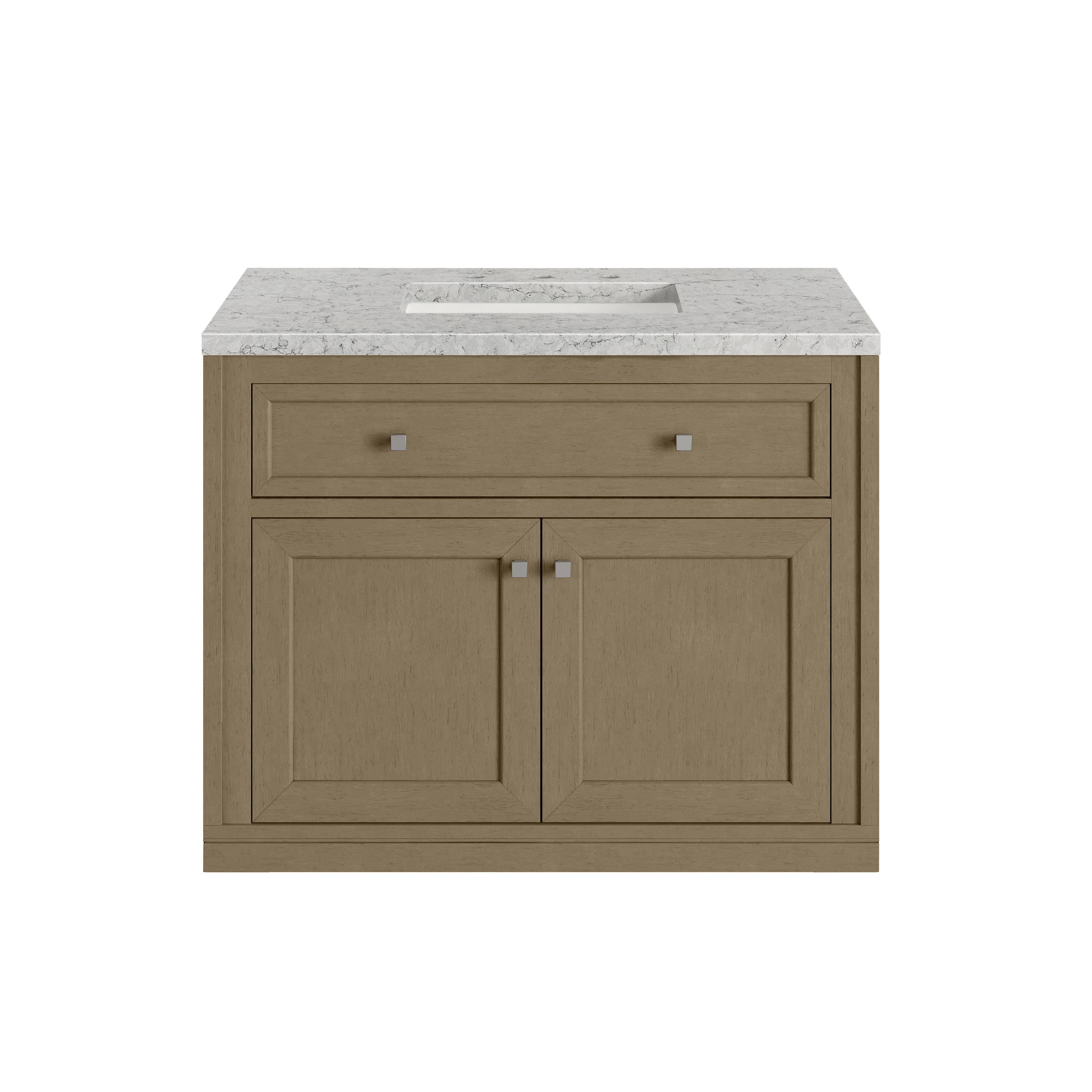 Chicago 36" Single Vanity, Walnut Whisper, w/ 3 CM Eternal Jasmine Pearl Silestone® Top