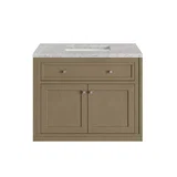 Chicago 36" Single Vanity, Walnut Whisper, w/ 3 CM Eternal Jasmine Pearl Silestone® Top