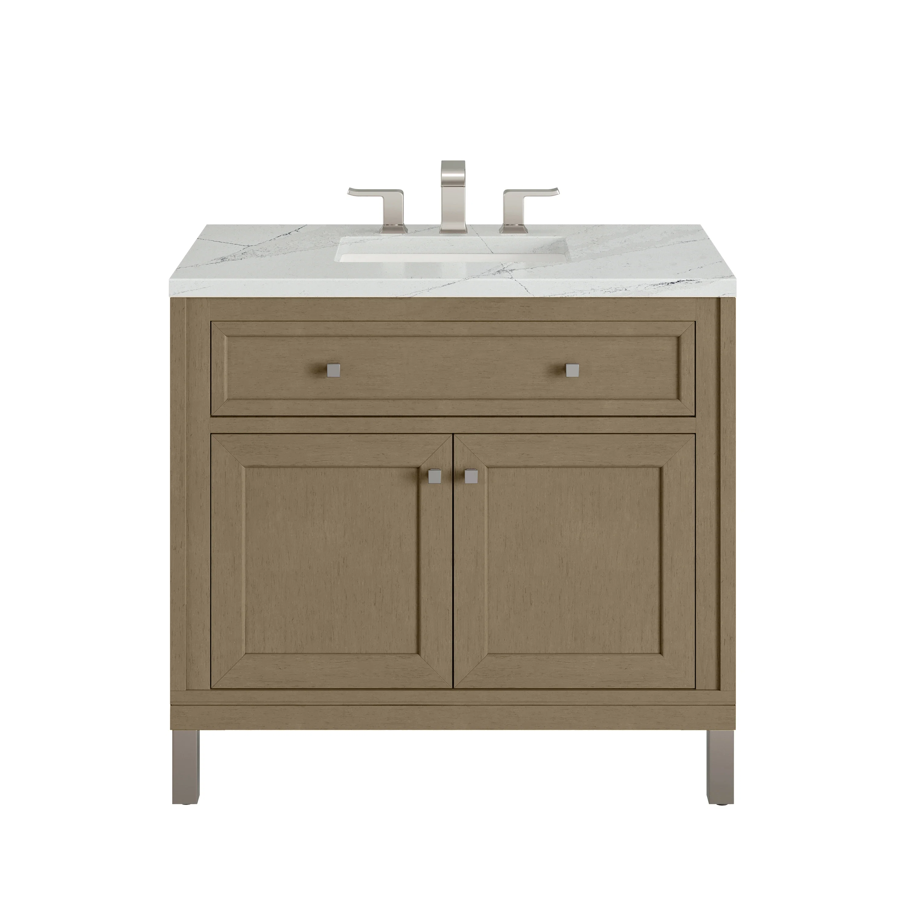Chicago 36" Single Vanity, Walnut Whisper, w/ 3 CM Ethereal Noctis Silestone® Top