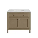 Chicago 36" Single Vanity, Walnut Whisper, w/ 3 CM Ethereal Noctis Silestone® Top