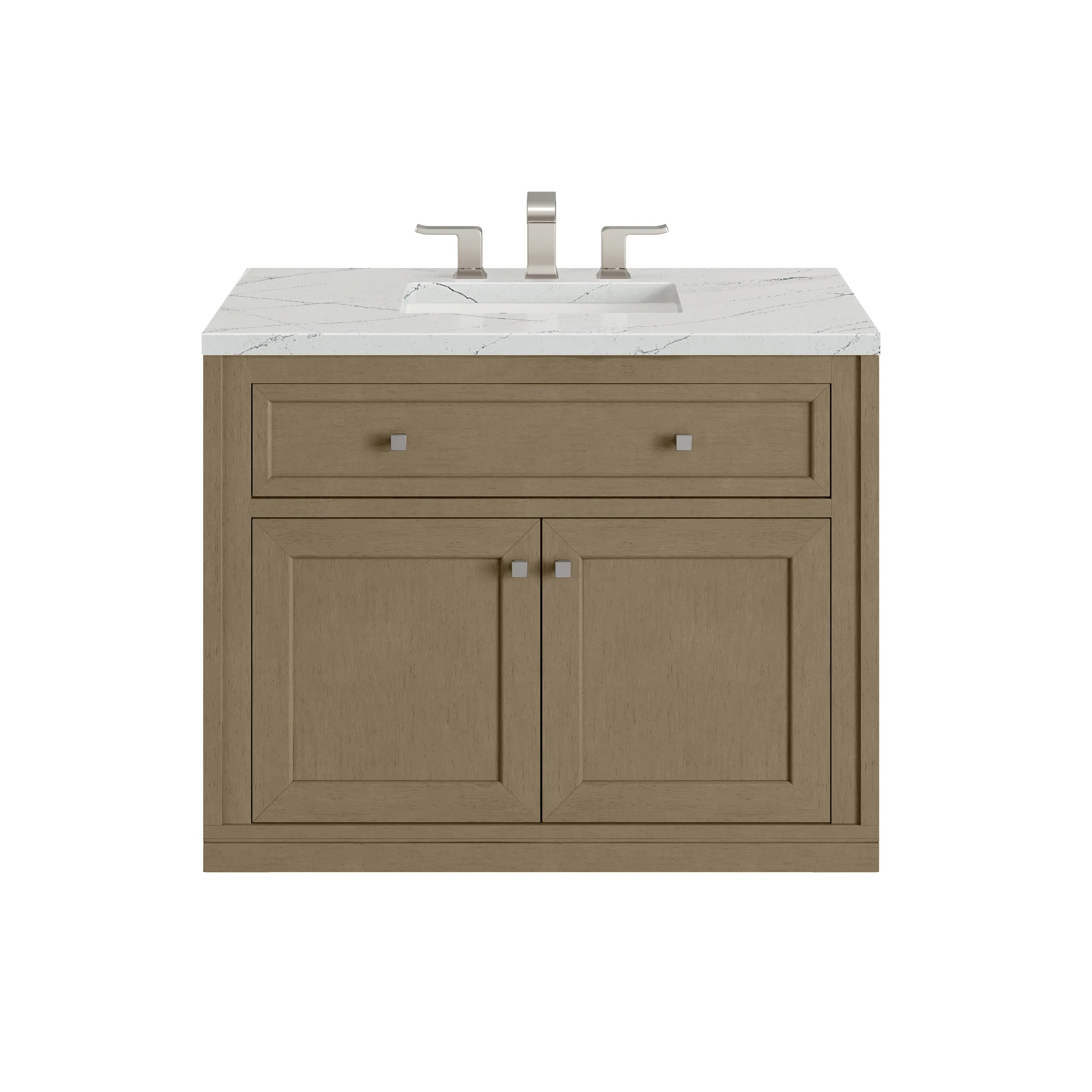 Chicago 36" Single Vanity, Walnut Whisper, w/ 3 CM Ethereal Noctis Silestone® Top