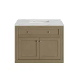Chicago 36" Single Vanity, Walnut Whisper, w/ 3 CM Ethereal Noctis Silestone® Top