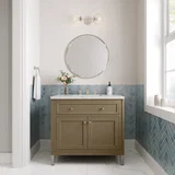Chicago 36" Single Vanity, Walnut Whisper, w/ 3 CM Ethereal Noctis Silestone® Top