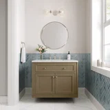 Chicago 36" Single Vanity, Walnut Whisper, w/ 3 CM Ethereal Noctis Silestone® Top
