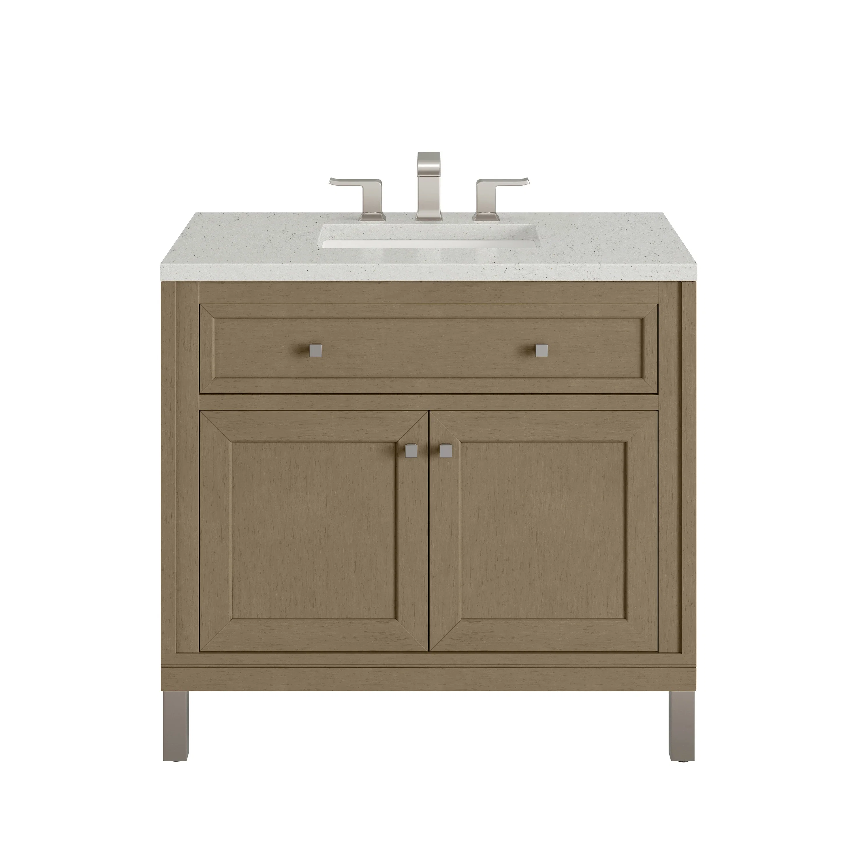 Chicago 36" Single Vanity, Walnut Whisper, w/ 3 CM Lime Delight Silestone® Top
