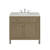 Chicago 36" Single Vanity, Walnut Whisper, w/ 3 CM Lime Delight Silestone® Top