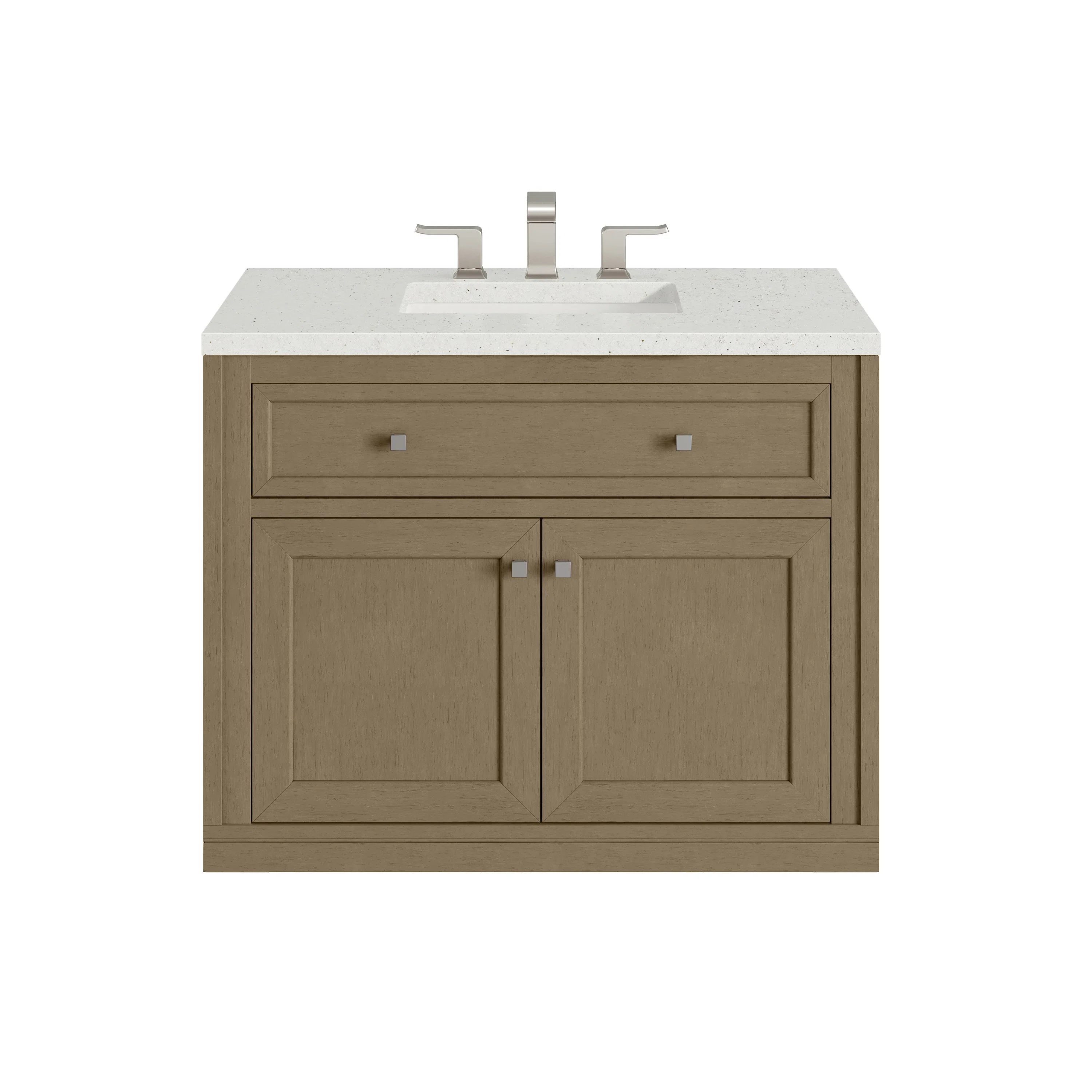 Chicago 36" Single Vanity, Walnut Whisper, w/ 3 CM Lime Delight Silestone® Top