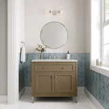 Chicago 36" Single Vanity, Walnut Whisper, w/ 3 CM Lime Delight Silestone® Top