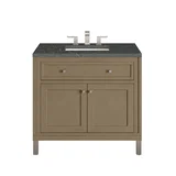 Chicago 36" Single Vanity, Walnut Whisper, w/ 3 CM Parisien Bleu Silestone® Top