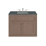 Chicago 36" Single Vanity, Walnut Whisper, w/ 3 CM Parisien Bleu Silestone® Top