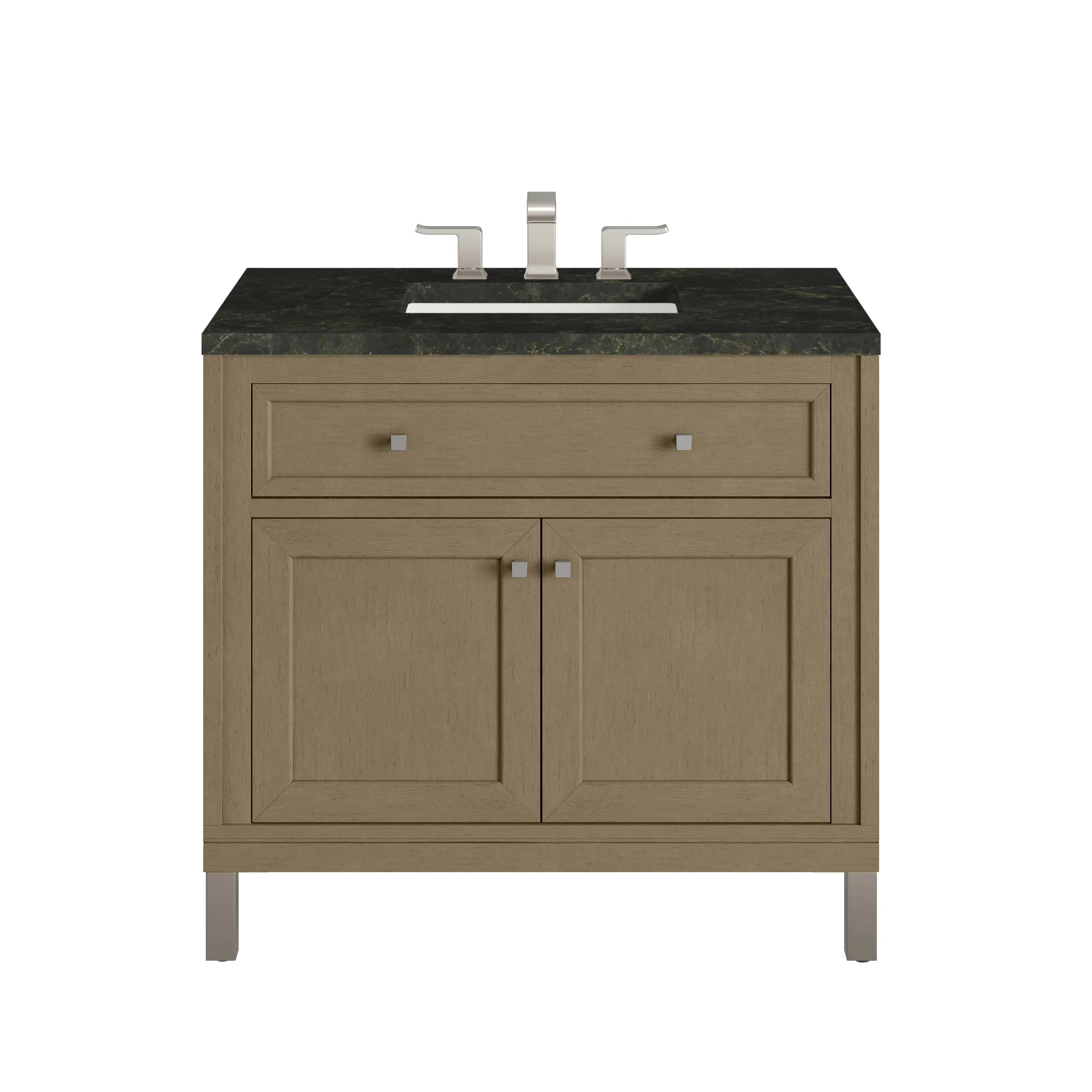 Chicago 36" Single Vanity, Walnut Whisper, w/ 3 CM Phantome Eclos Top