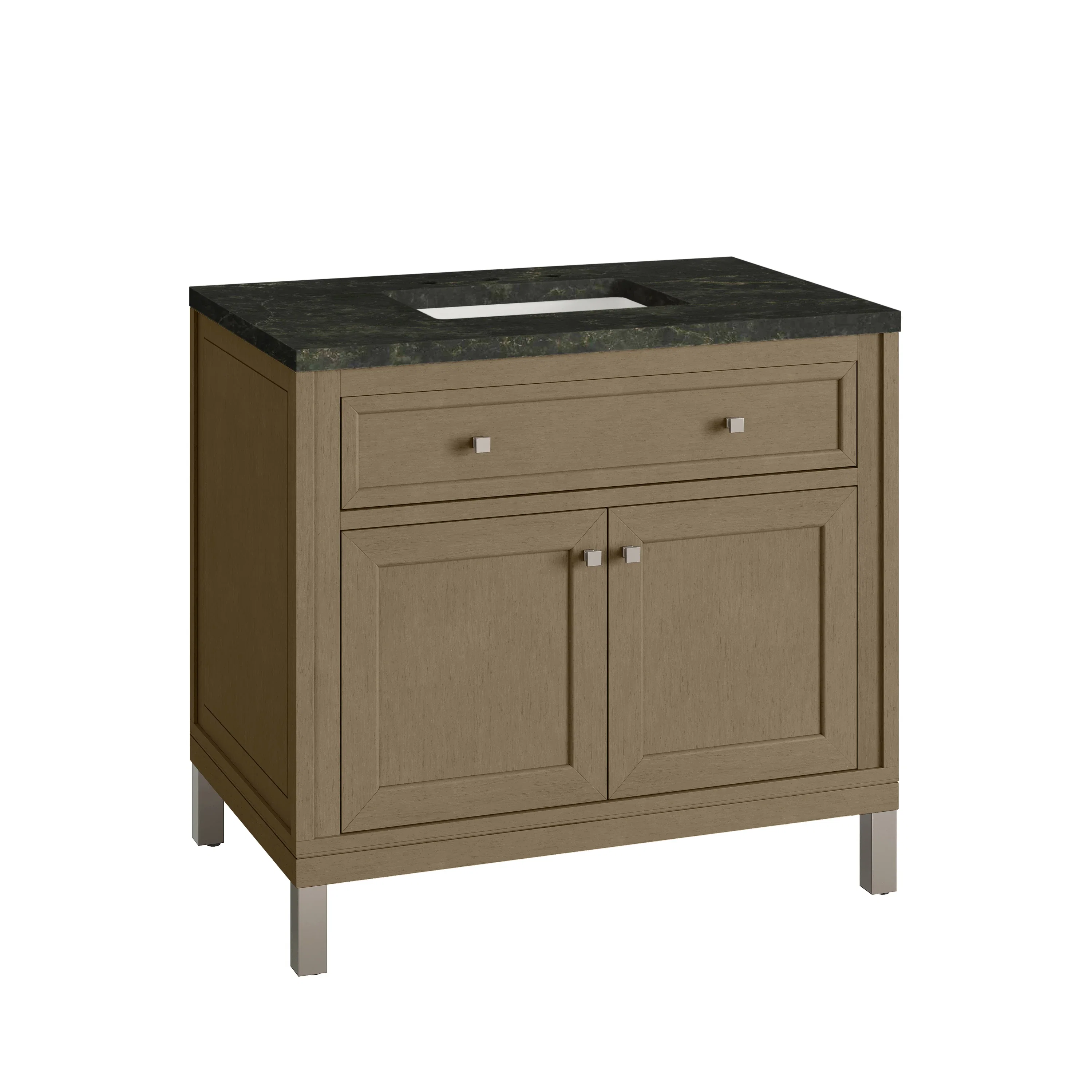 Chicago 36" Single Vanity, Walnut Whisper, w/ 3 CM Phantome Eclos Top