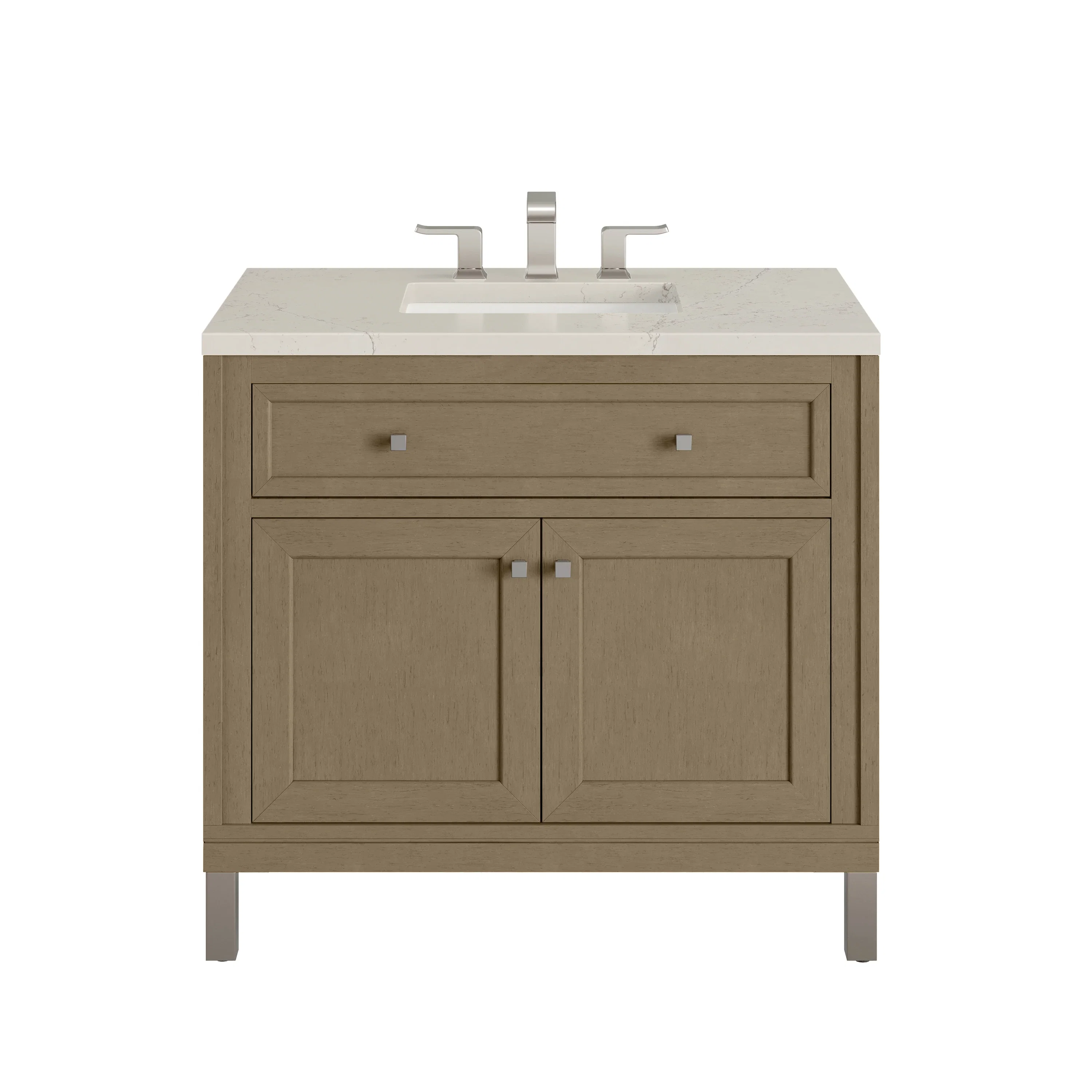 Chicago 36" Single Vanity, Walnut Whisper, w/ 3 CM Siberian Silestone Top