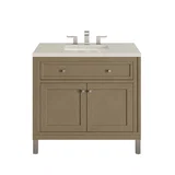 Chicago 36" Single Vanity, Walnut Whisper, w/ 3 CM Siberian Silestone Top