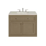 Chicago 36" Single Vanity, Walnut Whisper, w/ 3 CM Siberian Silestone Top