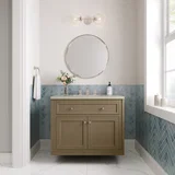 Chicago 36" Single Vanity, Walnut Whisper, w/ 3 CM Siberian Silestone Top