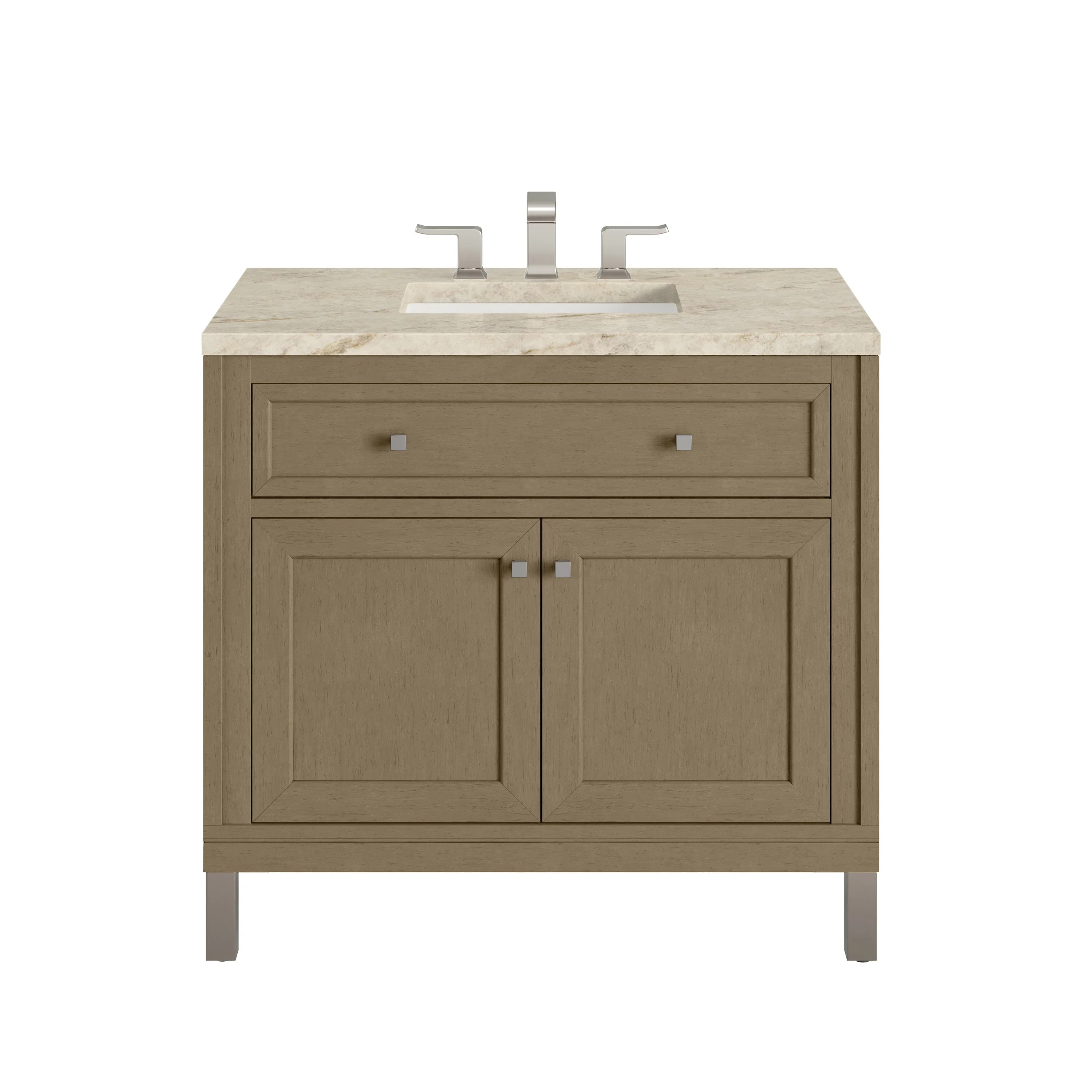 Chicago 36" Single Vanity, Walnut Whisper, w/ 3 CM Tajnar Eclos Top
