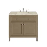 Chicago 36" Single Vanity, Walnut Whisper, w/ 3 CM Tajnar Eclos Top