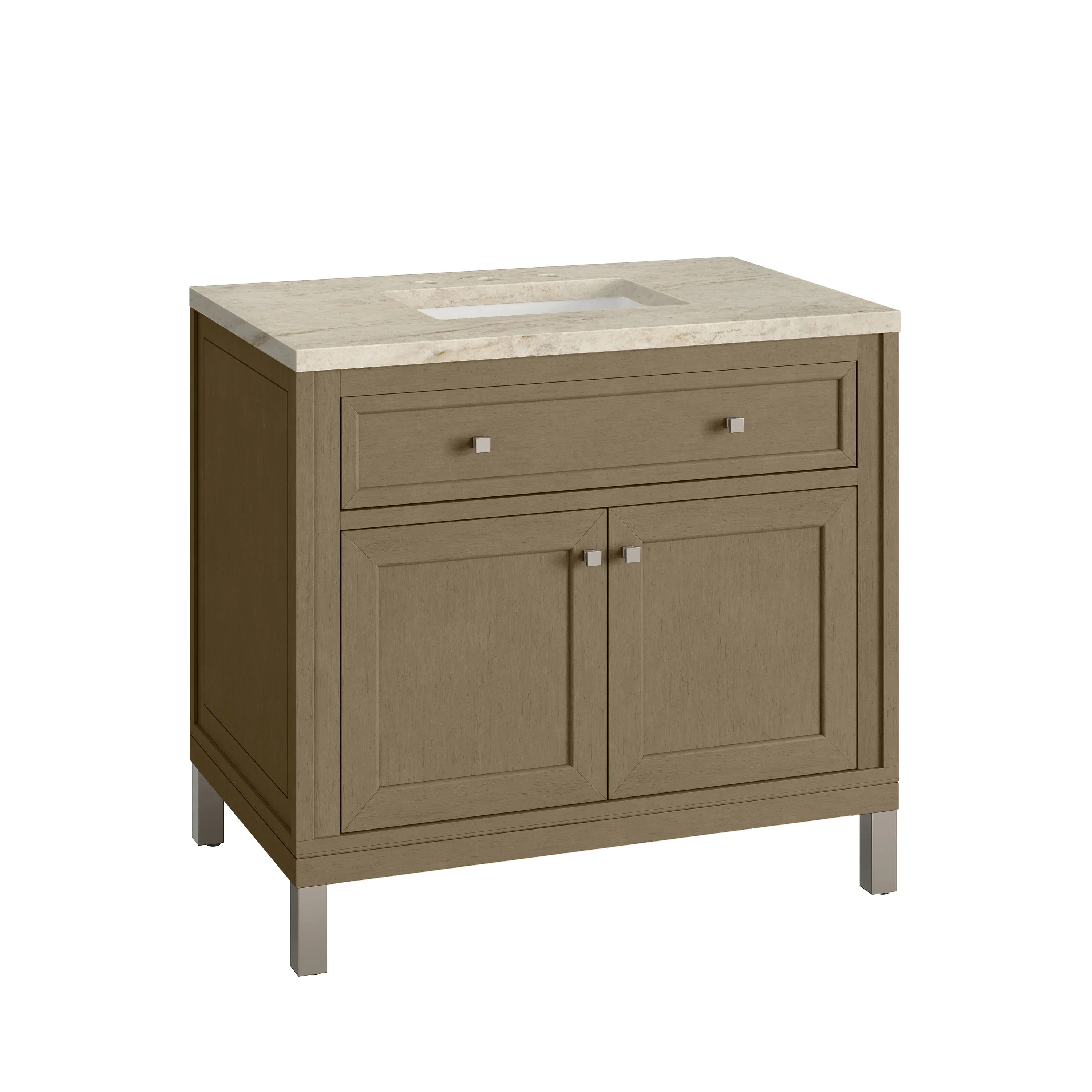 Chicago 36" Single Vanity, Walnut Whisper, w/ 3 CM Tajnar Eclos Top