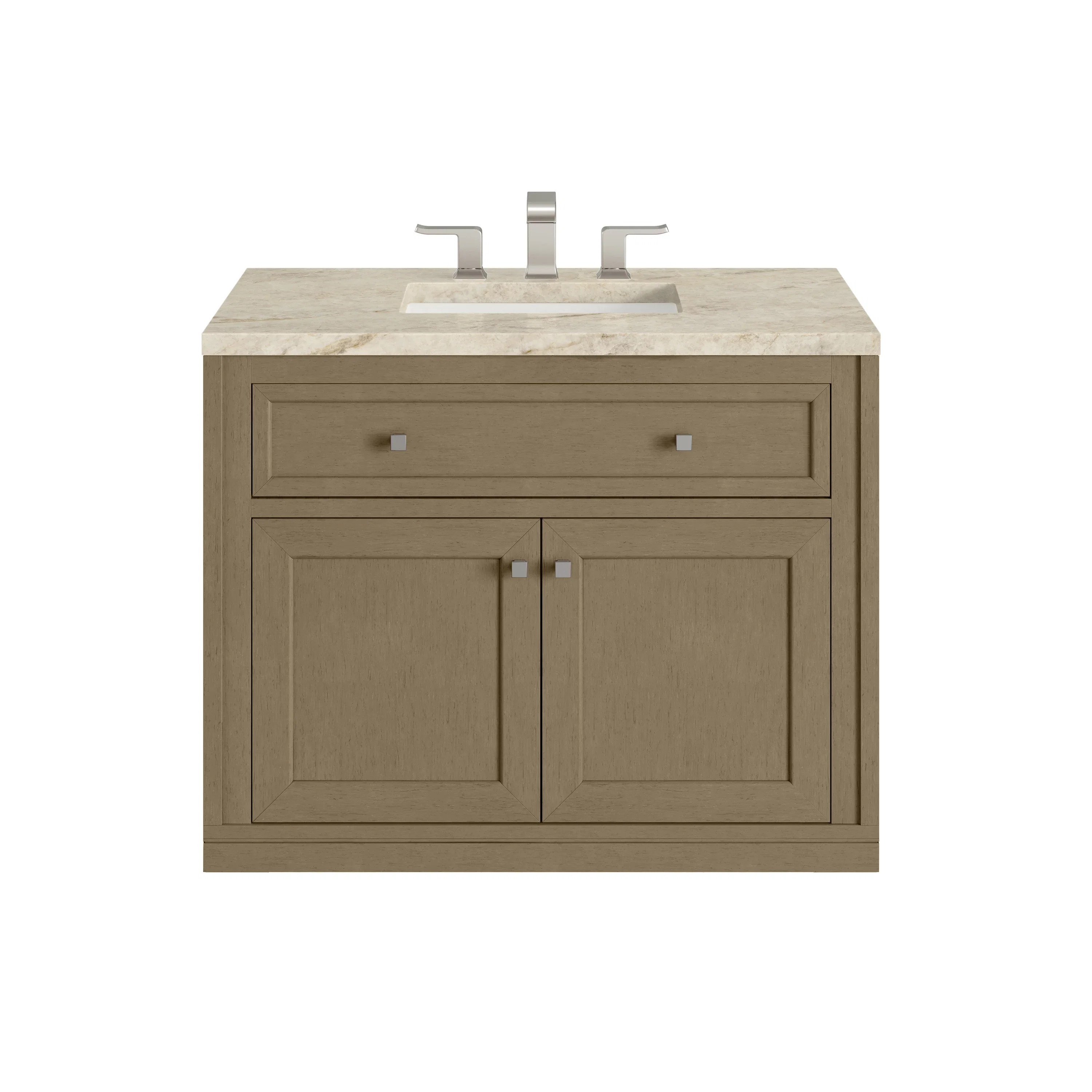 Chicago 36" Single Vanity, Walnut Whisper, w/ 3 CM Tajnar Eclos Top