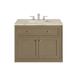 Chicago 36" Single Vanity, Walnut Whisper, w/ 3 CM Tajnar Eclos Top