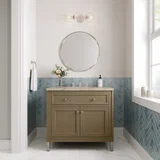Chicago 36" Single Vanity, Walnut Whisper, w/ 3 CM Tajnar Eclos Top