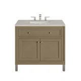 Chicago 36" Single Vanity, Walnut Whisper, w/ 3 CM Victorian Silver Silestone® Top