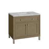 Chicago 36" Single Vanity, Walnut Whisper, w/ 3 CM Victorian Silver Silestone® Top