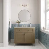 Chicago 36" Single Vanity, Walnut Whisper, w/ 3 CM Victorian Silver Silestone® Top