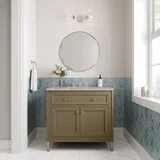 Chicago 36" Single Vanity, Walnut Whisper, w/ 3 CM Victorian Silver Silestone® Top