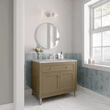 Chicago 36" Single Vanity, Walnut Whisper, w/ 3 CM Victorian Silver Silestone® Top
