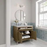 Chicago 36" Single Vanity, Walnut Whisper, w/ 3 CM Victorian Silver Silestone® Top
