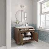 Chicago 36" Single Vanity, Walnut Whisper, w/ 3 CM White Zeus Silestone® Top