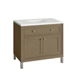 Chicago 36" Single Vanity, Walnut Whisper, w/ 3 CM White Zeus Silestone® Top