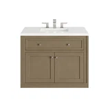 Chicago 36" Single Vanity, Walnut Whisper, w/ 3 CM White Zeus Silestone® Top