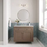 Chicago 36" Single Vanity, Walnut Whisper, w/ 3 CM White Zeus Silestone® Top
