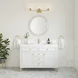 Chicago 48" Single Vanity, Glossy White, w/ Single Hole 3CM White Zeus Silestone® Top & Backsplash