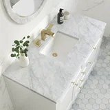 Chicago 48" Single Vanity, Glossy White, w/ 3 CM Carrara Marble Top