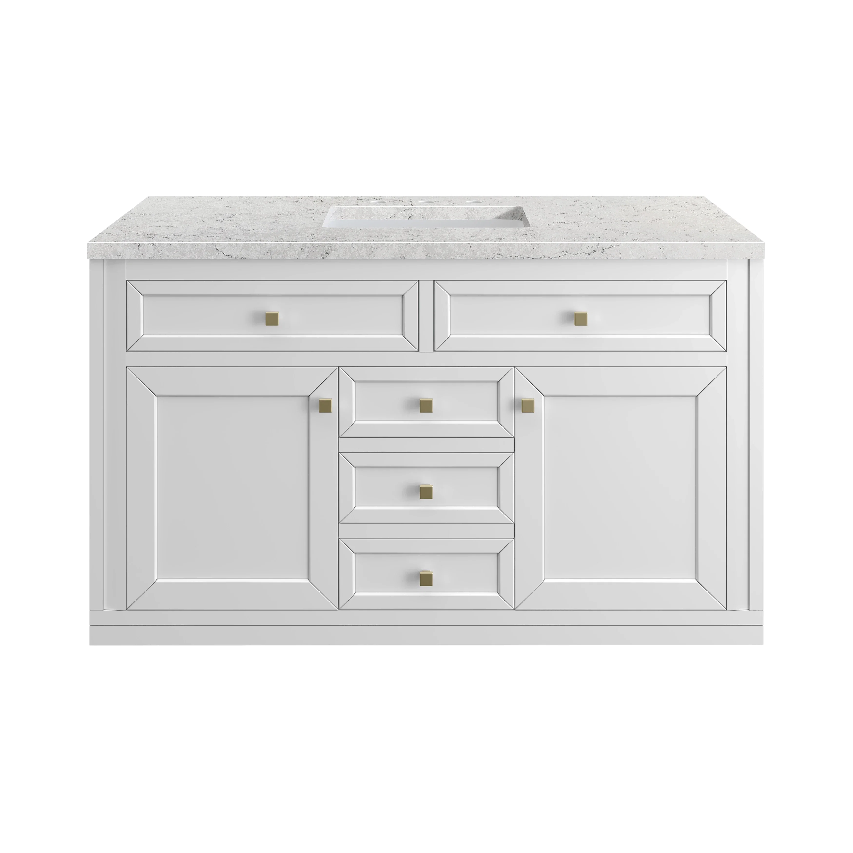 Chicago 48" Single Vanity, Glossy White, w/ 3 CM Eternal Jasmine Pearl Silestone® Top
