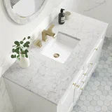 Chicago 48" Single Vanity, Glossy White, w/ 3 CM Eternal Jasmine Pearl Silestone® Top