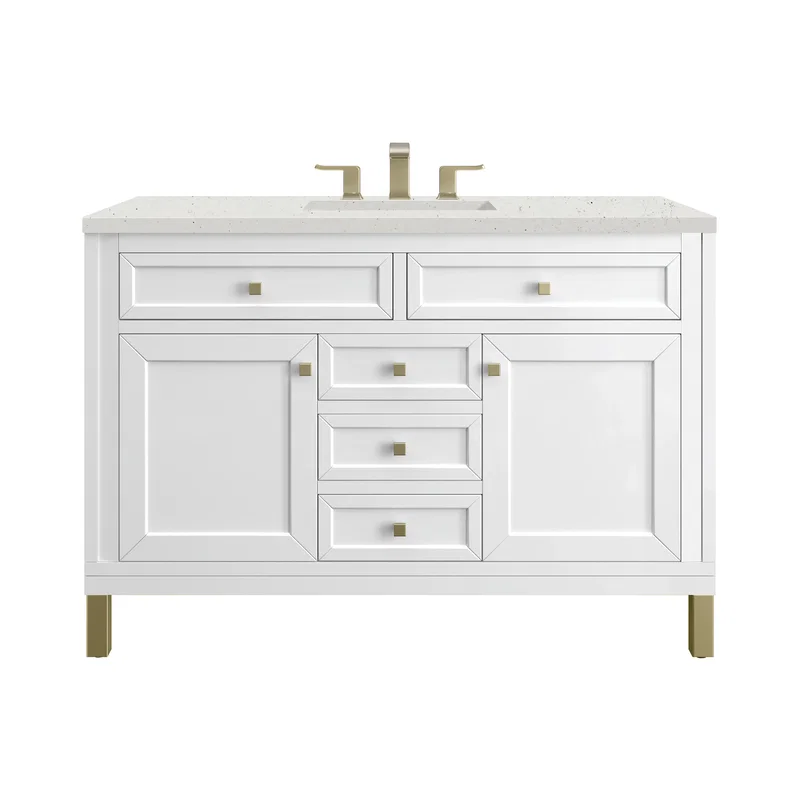 Chicago 48" Single Vanity, Glossy White, w/ 3 CM Lime Delight Silestone® Top