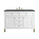 Chicago 48" Single Vanity, Glossy White, w/ 3 CM Parisien Bleu Silestone® Top