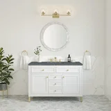 Chicago 48" Single Vanity, Glossy White, w/ 3 CM Parisien Bleu Silestone® Top
