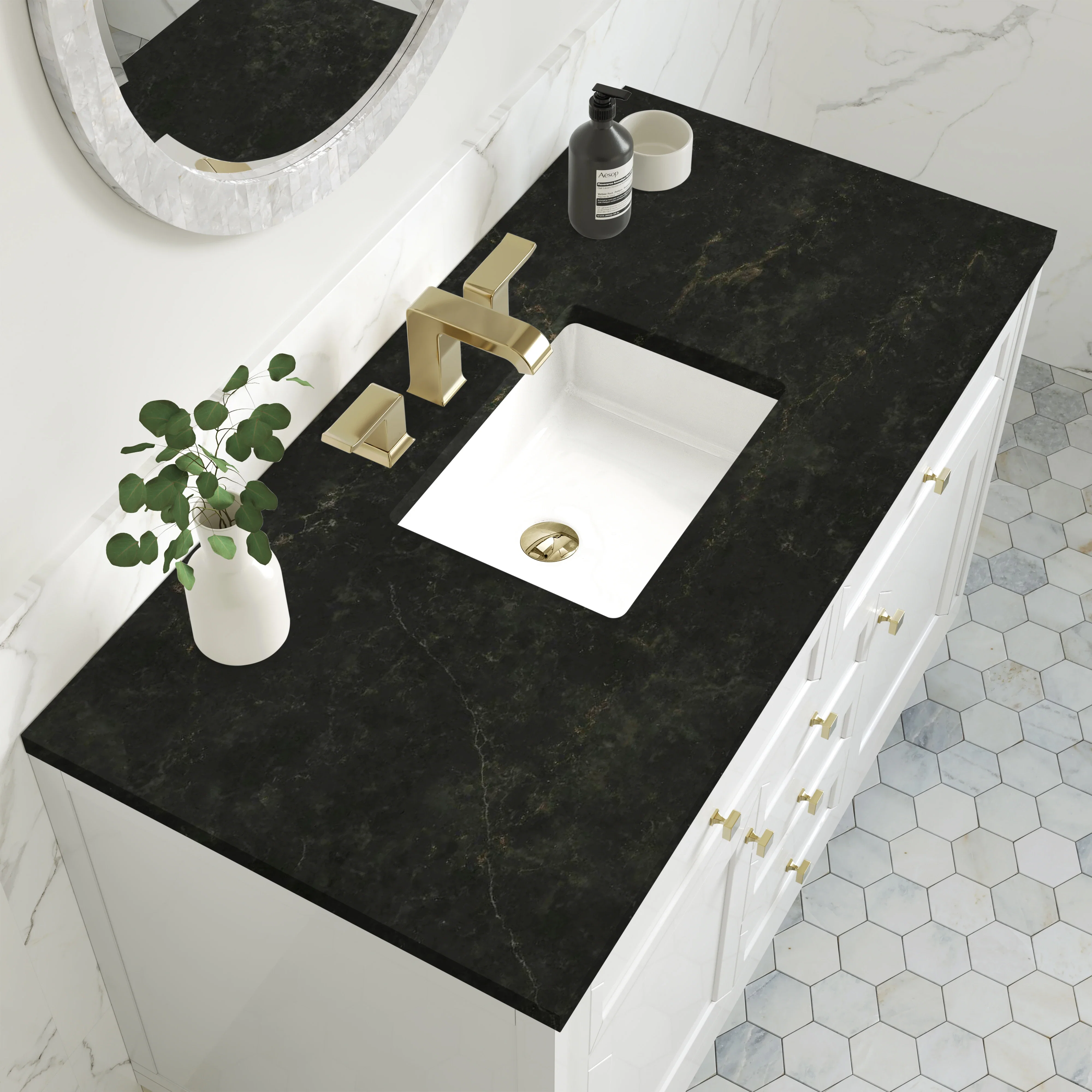 Chicago 48" Single Vanity, Glossy White, w/ 3 CM Phantome Eclos Top