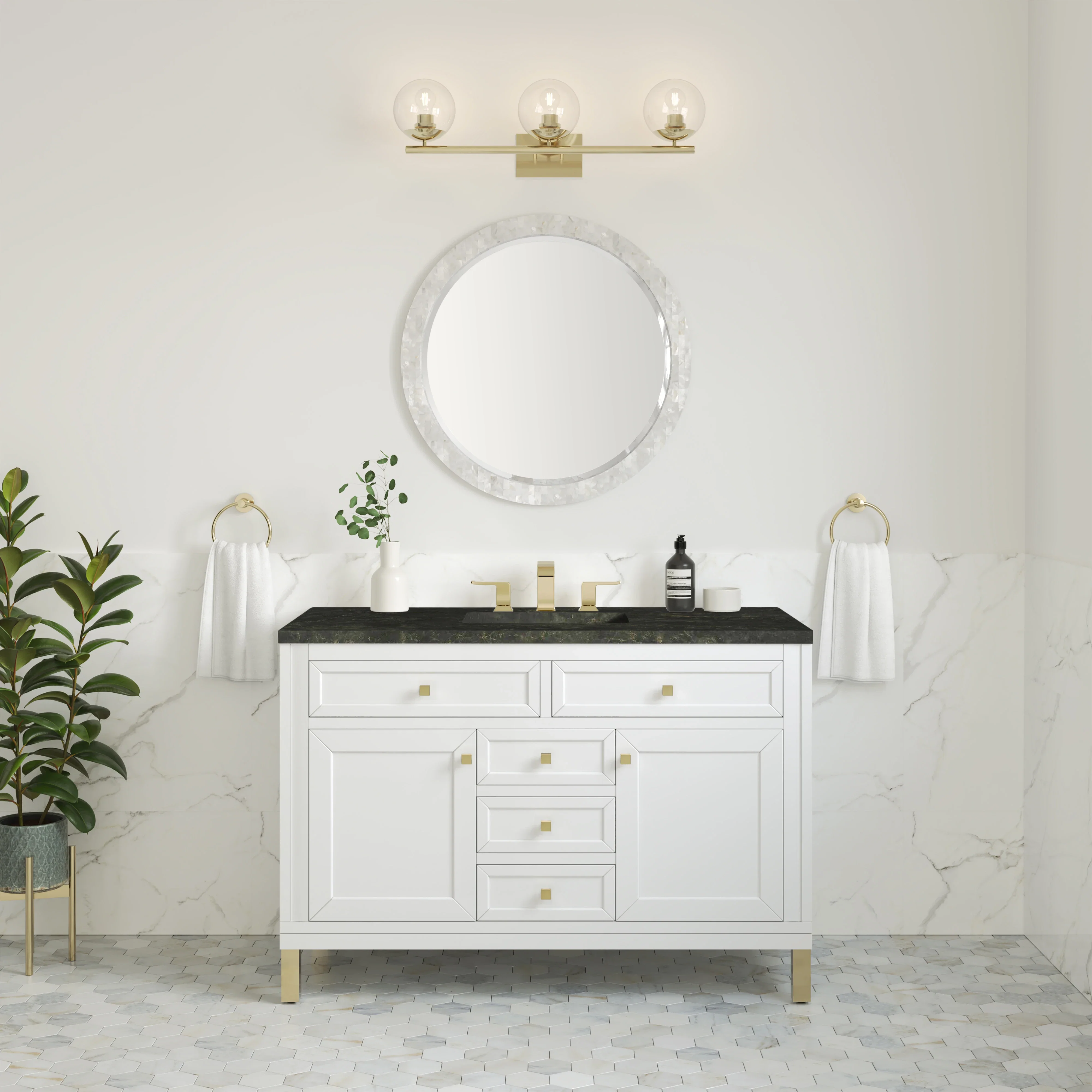 Chicago 48" Single Vanity, Glossy White, w/ 3 CM Phantome Eclos Top