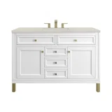 Chicago 48" Single Vanity, Glossy White, w/ 3 CM Siberian Silestone Top